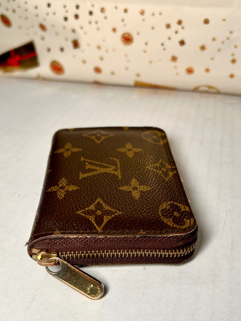 Authentic Louis Vuitton Monogram Canvas Zip Card Holder in Brown
